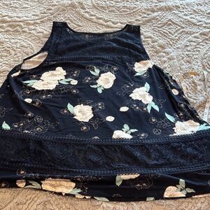 Torrid Black Floral Lace Tank Top